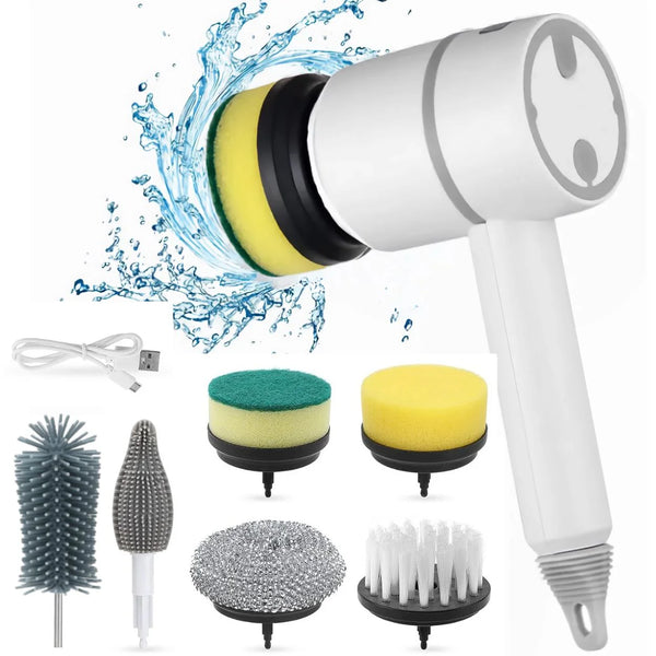 Rechargeable Electric Cleaning Brush with 6 Heads