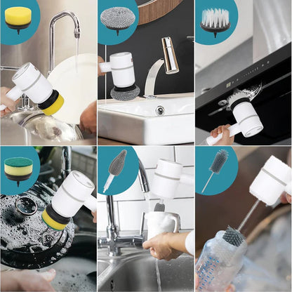 Rechargeable Electric Cleaning Brush with 6 Heads