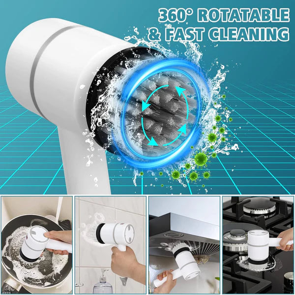 Rechargeable Electric Cleaning Brush with 6 Heads