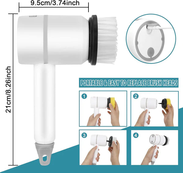 Rechargeable Electric Cleaning Brush with 6 Heads